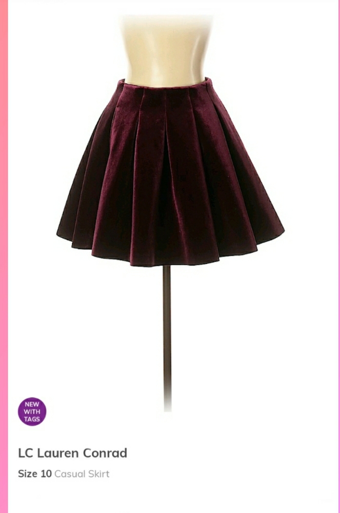 NWT LC Lauren Conrad Velvet Runway Skirt Purple